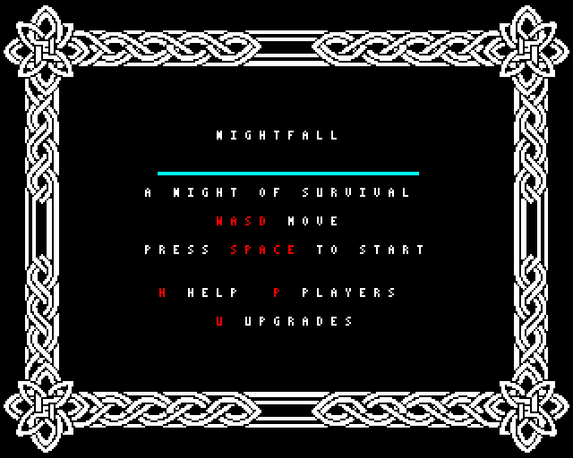 Nightfall main menu inside a Celtic knotwork frame